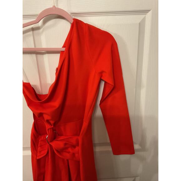 Revolve Alexis Orange Red Royale One Shoulder Cut-Out Midi Dress, M - Picture 7 of 13